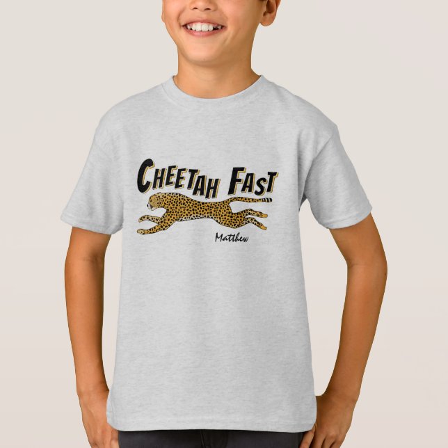 Kids Cheetah Fast Running Sports Trendy Fun Gift T-Shirt (Front)