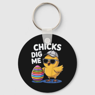 Kids Chicks Dig Me Easter Boys Key Ring