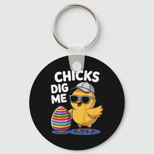Kids Chicks Dig Me Easter Boys  Key Ring (Front)