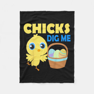 Kids Chicks Dig Me Easter Egg Hunt Basket Funny Qu Fleece Blanket