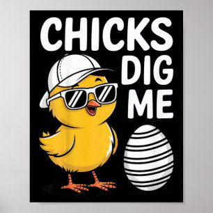 Kids Chicks Dig Me Happy Easter Boys  Poster