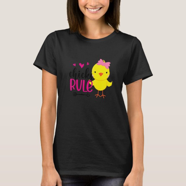 Kids Chicks Rule Cute Chicken Baby Chicken Happy E T-Shirt (Front)