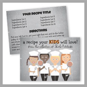 Kids child-friendly cooking cookbook recipe card