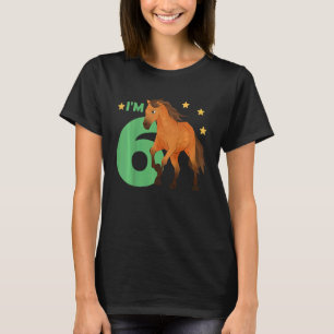 Kids Children 6th Birthday Horse Six Years Old Rid T-Shirt