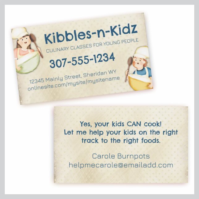 Kids children boy girl cooking class culinary business card (Creator Uploaded)