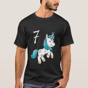 Kids Children's 7th Birthday Girl 7 Years Unicorn T-Shirt