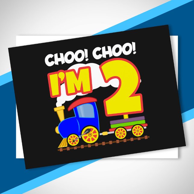 Kids Choo Choo Train 2nd Birthday Choo Choo I'm 2 Postcard (Creator Uploaded)