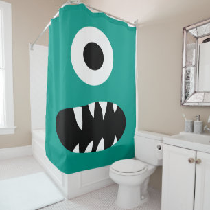 Kids Choose Colour Monster Face One Eyed Green Shower Curtain