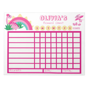 Kids Chore Chart, Personalised Dinosaur Chart Notepad
