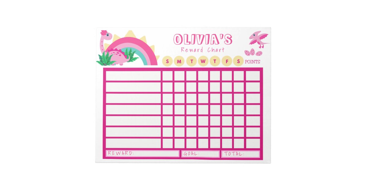 Kids Chore Chart, Personalised Dinosaur Chart Notepad | Zazzle