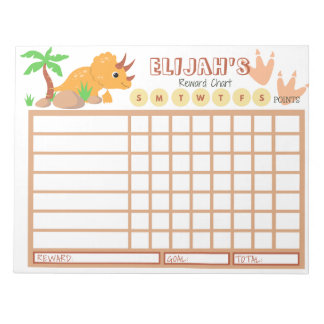 Kids Chore Chart, Personalised Dinosaur Chart Notepad