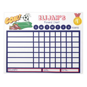 Kids Chore Chart, Personalised Soccer Chart Notepad