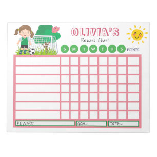 Kids Chore Chart, Personalised Soccer Chart  Notepad
