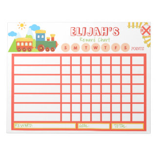 Kids Chore Chart, Personalised Train Chart  Notepad