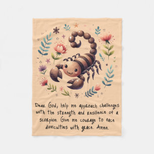 Kids Christian Prayer Woodland Scorpion on Peach Fleece Blanket