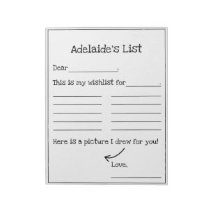 Kids Christmas Birthday Holiday Wishlist Letter Notepad