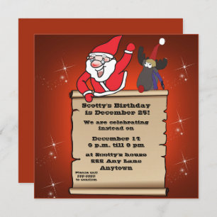 Kids Christmas Birthday Invitation