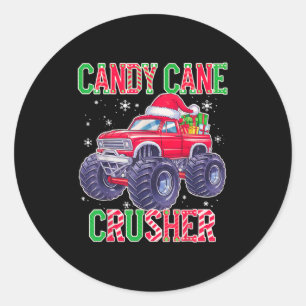 Kids Christmas Candy Cane Crusher Xmas Monster Tru Classic Round Sticker