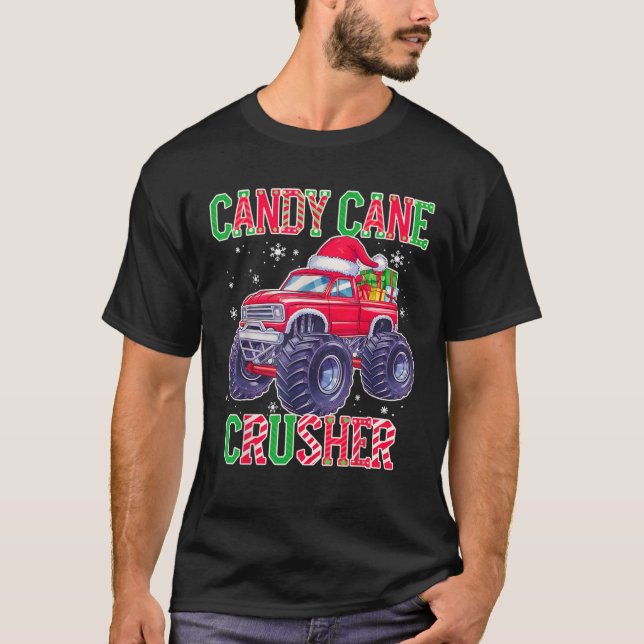 Kids Christmas Candy Cane Crusher Xmas Monster Tru T-Shirt (Front)