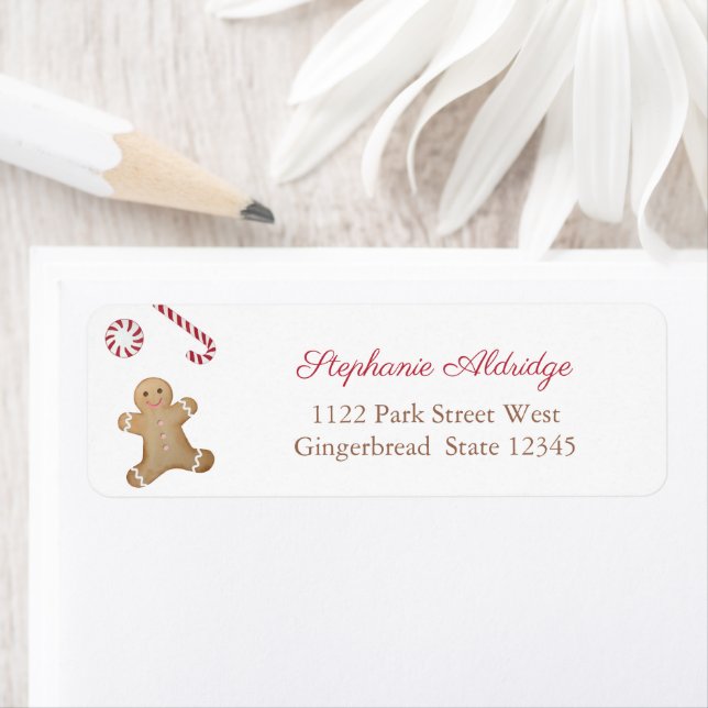 Kids Christmas Candy Gingerbread Return Address Label (Insitu)