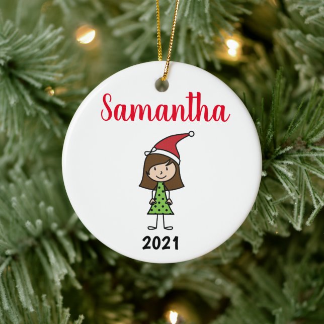 kids christmas character personalised name ceramic ornament (Tree)