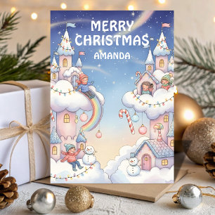Kids Christmas Cloud Castle Magic Holiday Card