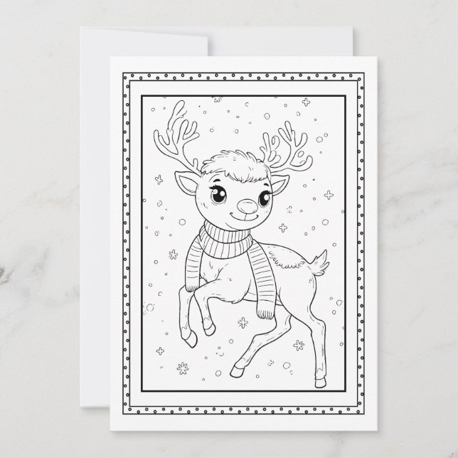 Kids Christmas Colouring Flat Note Card (Front)