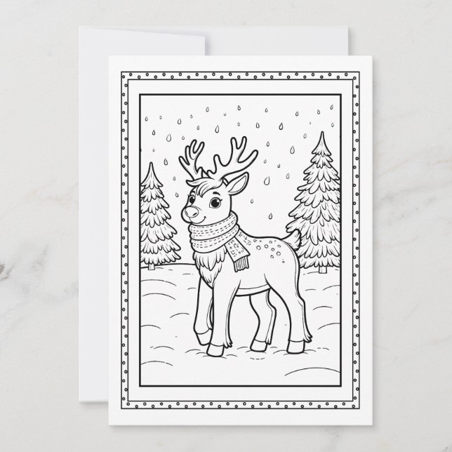 Kids Christmas Colouring Flat Note Card (Front)