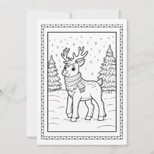 Kids Christmas Colouring Flat Note Card