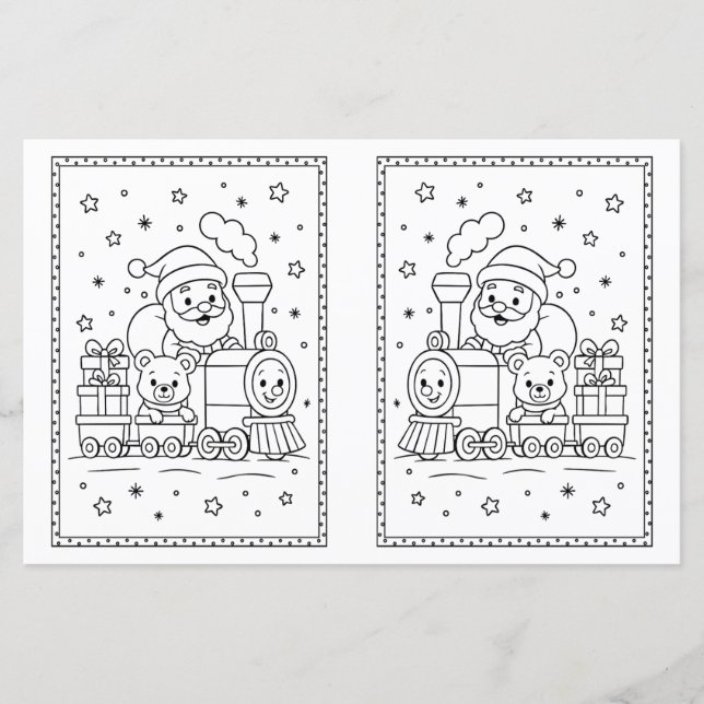 Kids Christmas Colouring Page Santa Train (Front)