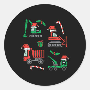 Kids Christmas Construction Vehicles Truck Xmas Bo Classic Round Sticker