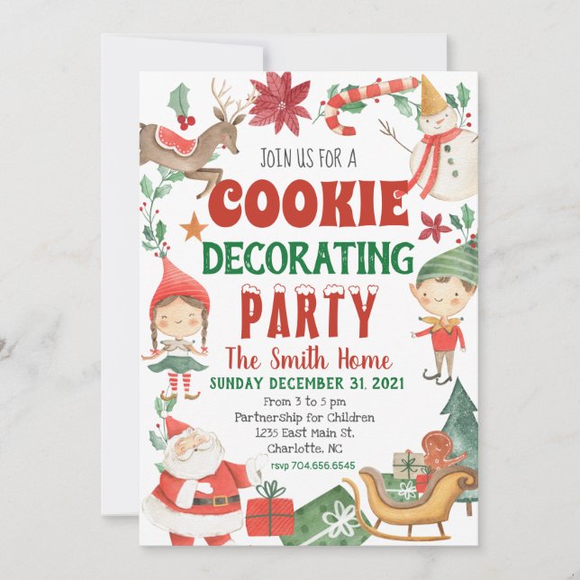Kids Christmas Cookies Decorating Party Invitation (Front)