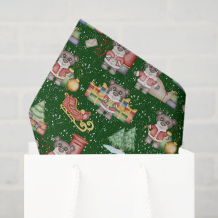 Kids Christmas Cute Festive Animals Bear Tissue Paper