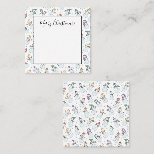 Kids Christmas Cute Snowman in Hats Card (Front/Back)