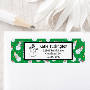 Kids Christmas Cute Snowman in Hats Return Address Label