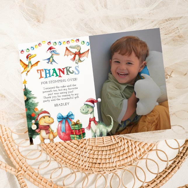 Kids Christmas Dinosaur Thank You Card (Creator Uploaded)