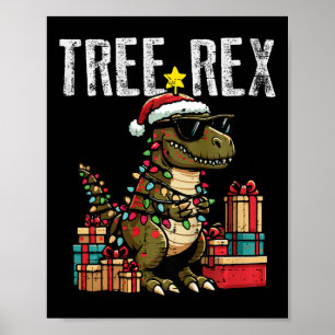 Kids Christmas Dinosaur Tree Rex Xmas Trex Toddler Poster
