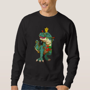 Kids Christmas Dinosaurs Santa Saurus T Rex Light Sweatshirt