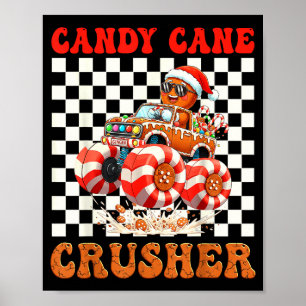 Kids Christmas Gingerbread Candy Cane Crusher Mons Poster