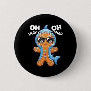 Kids Christmas Gingerbread Man Cookie Shark Oh Sna 6 Cm Round Badge