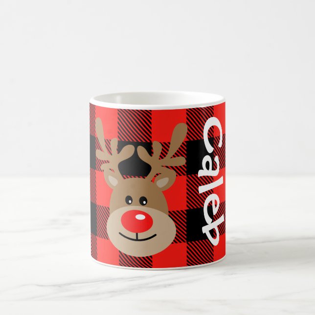 Kids Christmas Mug Personalised Buffalo Plaid Mug (Center)