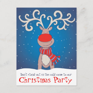 Kids Christmas party invitation snowed reindeer