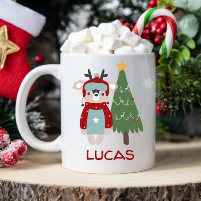 Kid's Christmas Personalised Mug (Cute Christmas mug, personalized kids mug, personalized christmas mug, mug with kids name, hot cocoa)