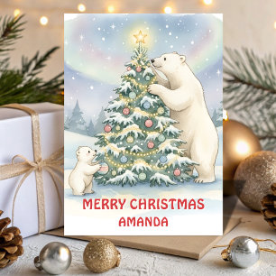 Kids Christmas Polar Bear Family Fun Holiday Card