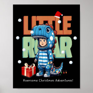 Kids Christmas Roar Dinosaur Kids Boys Xmas Gift  Poster