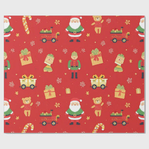 Kids Christmas Santa & Toys 30 in by 60 ft Wrapping Paper