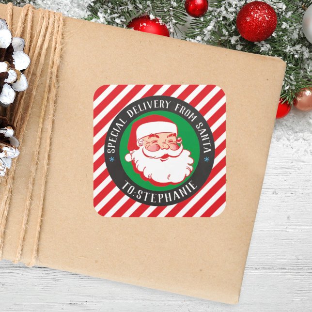 Kids Christmas Special Delivery From Santa Square Sticker (Creator Uploaded)