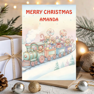 Kids Christmas Toy Train Adventure Holiday Card