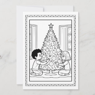Kids Christmas Tree Coloring Flat Note Card