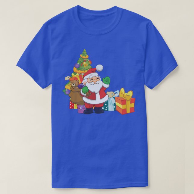 Kids Christmas Tree Santa Claus  T-Shirt (Design Front)